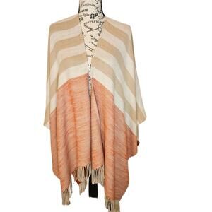 Echo Ruana soft knit fringed poncho. OS